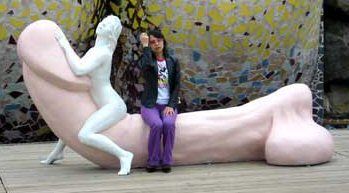 Phallic sculpture at Jeju Love Land theme part, South Korea